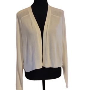 Neely Creamy White Long Sleeve Open Front Cardigan Sweater Size Large EUC